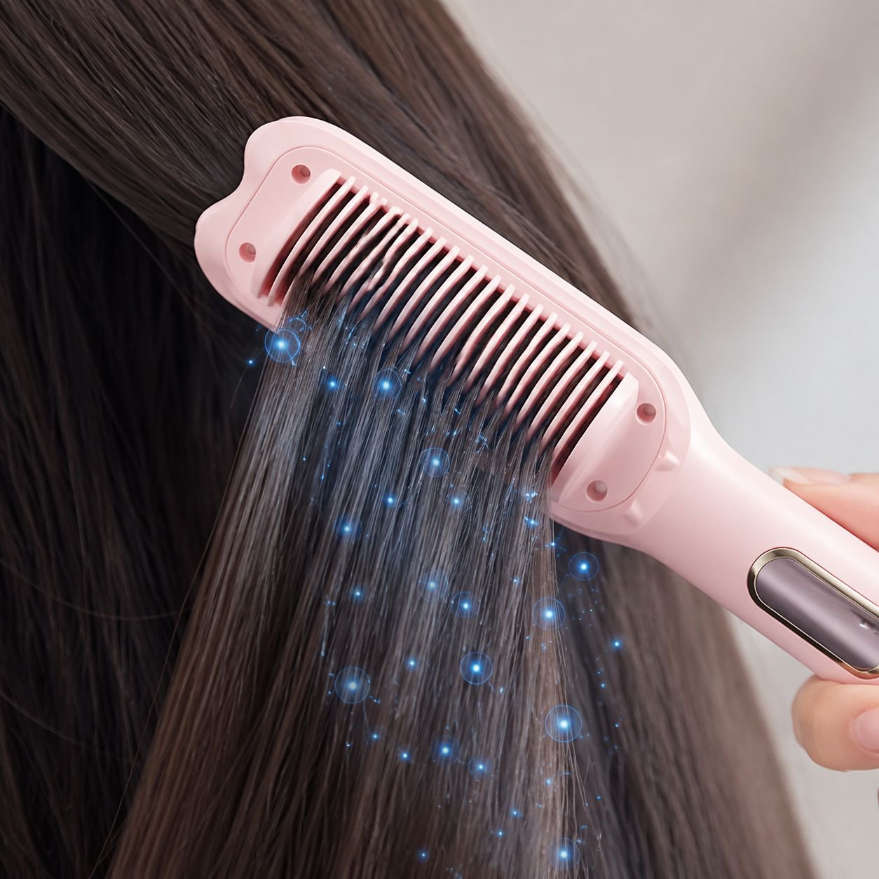 新しいLCDコームは、髪を傷めない、面倒くさがり屋にも優しいマイナスイオン電気ヘアアイロンコームで、カールとストレートの両方に使用できます。