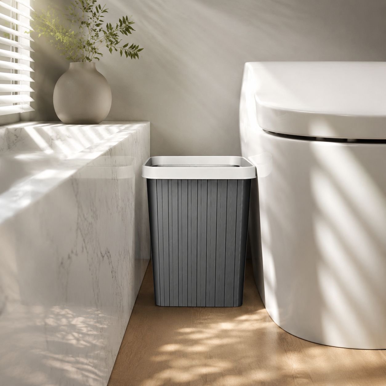 Poubelle en plastique avec anneau d'étanchéité pour cuisine, salle de bain et bureau