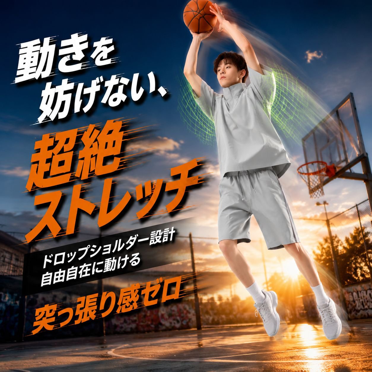 メンズ夏用スポーツ半袖ハーフパンツセットアップ アイスシルク通気性