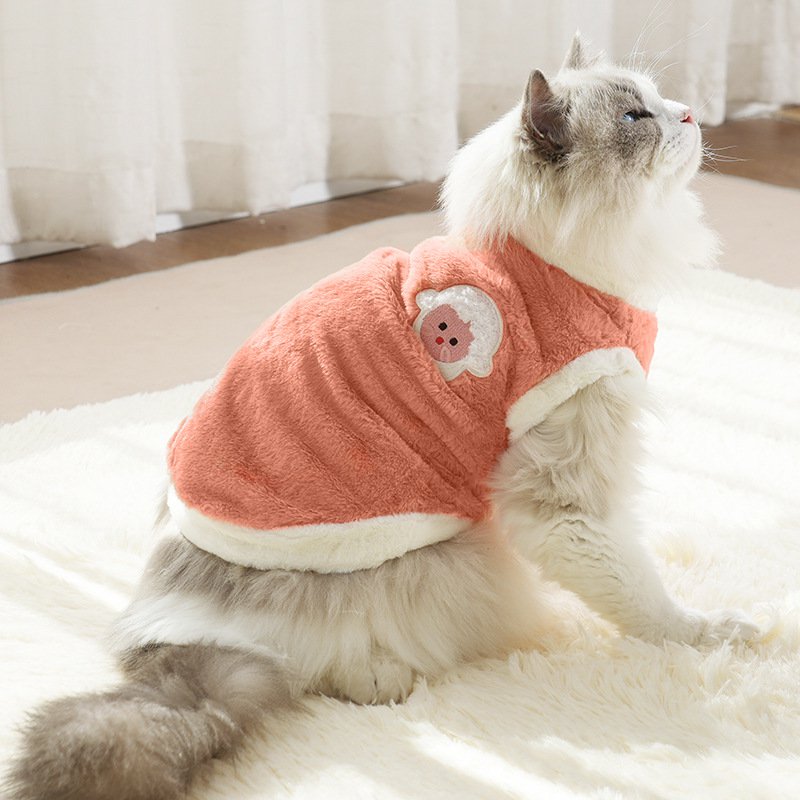 かわいい冬の猫ベスト、暖かい羊毛ペット衣装