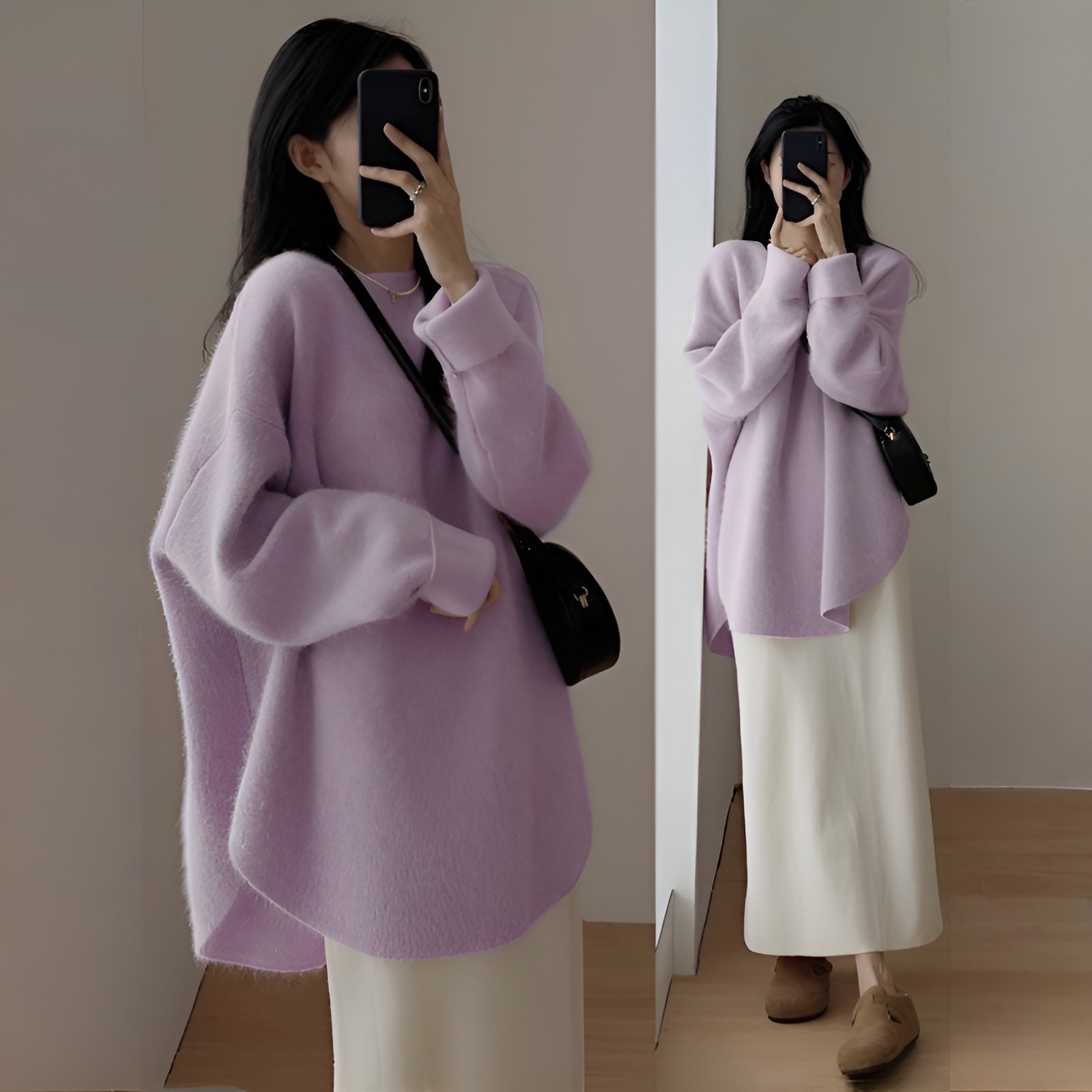 秋冬新作 韓国風シンプル長袖セーター 女性用 ゆる感スリム効果