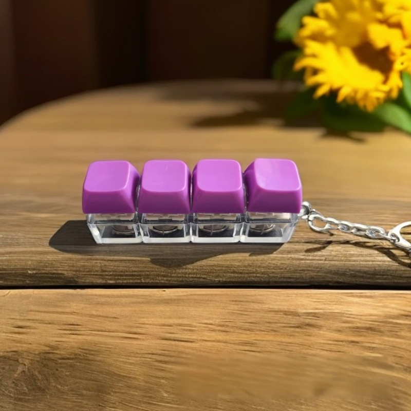 七色に光る4連ボタンストレス解消キーホルダー