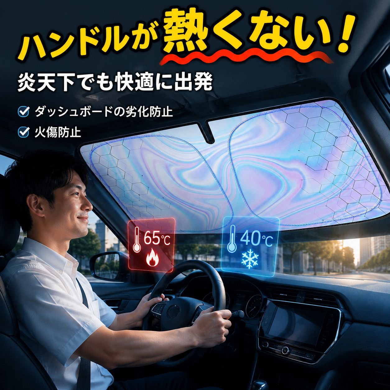 車内サンシェード レーザー菱形断熱日除け フロント用