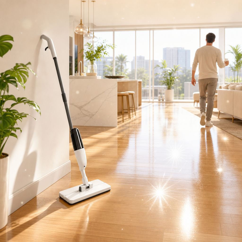 JMY-Spray Flat Mop, Hands-Free Spray Mop with Cloth Clip, Household Dry and Wet Dual-Use Mop for Laz