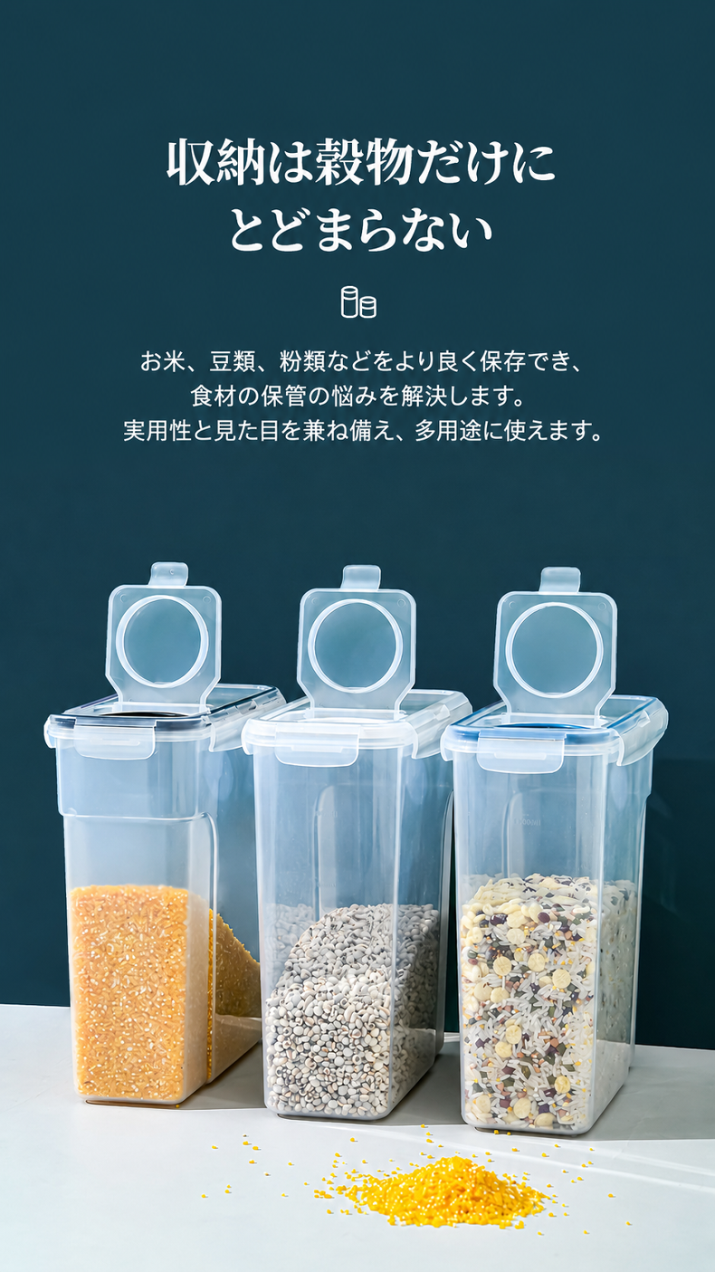 複数の密閉保存容器を重ねて収納した様子