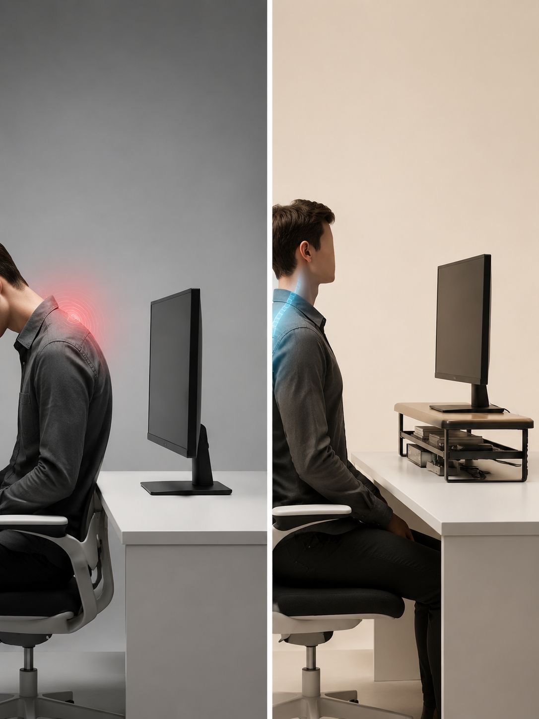 Monitorständer 100 cm mit großer Ablagefläche