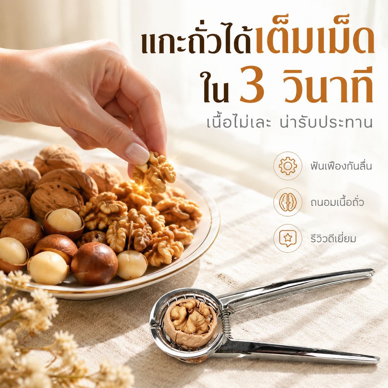ที่หนีบเปลือกถั่ววอลนัทอเนกประสงค์สำหรับใช้ในบ้าน