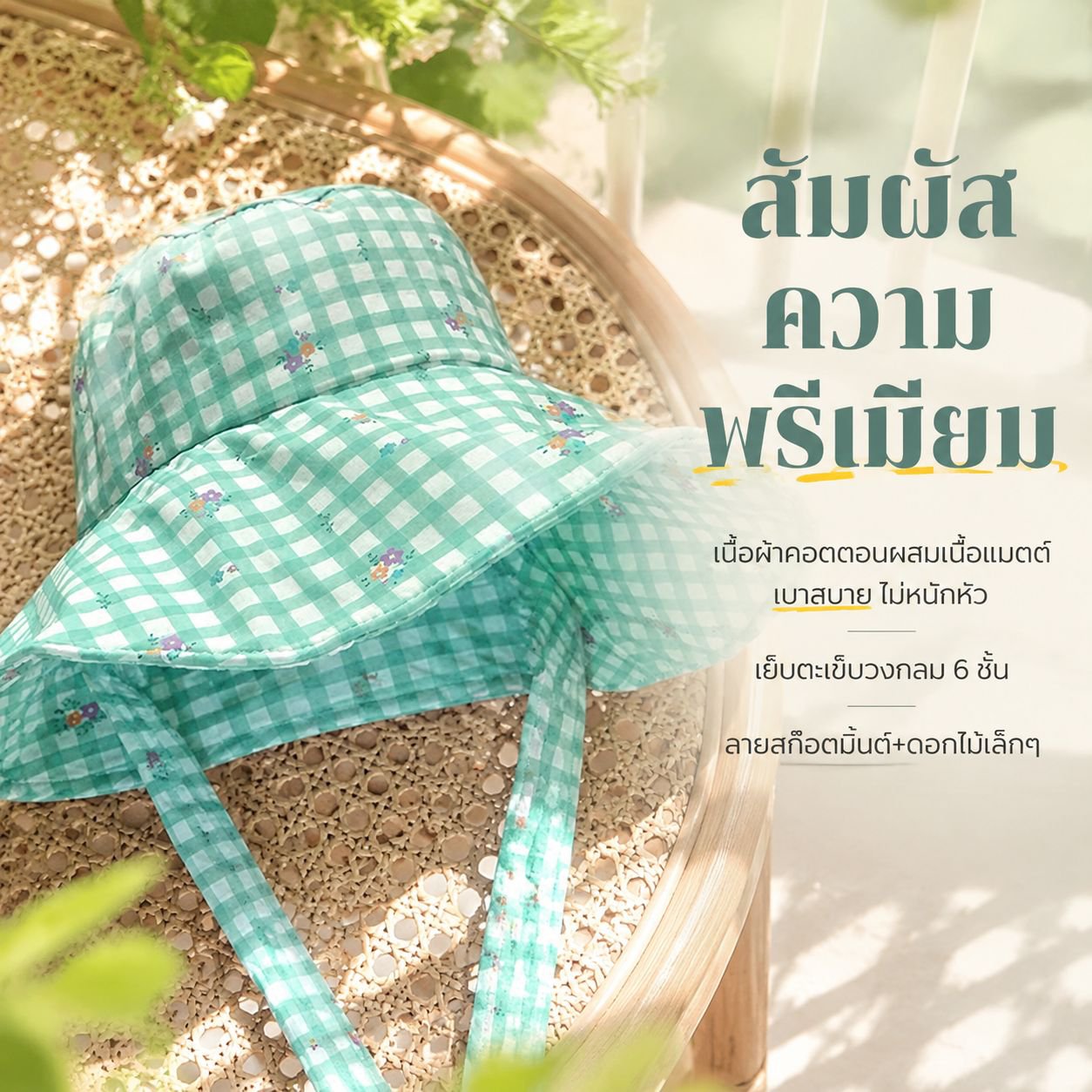 หมวกปีกกว้างลายดอกไม้สำหรับฤดูร้อน
