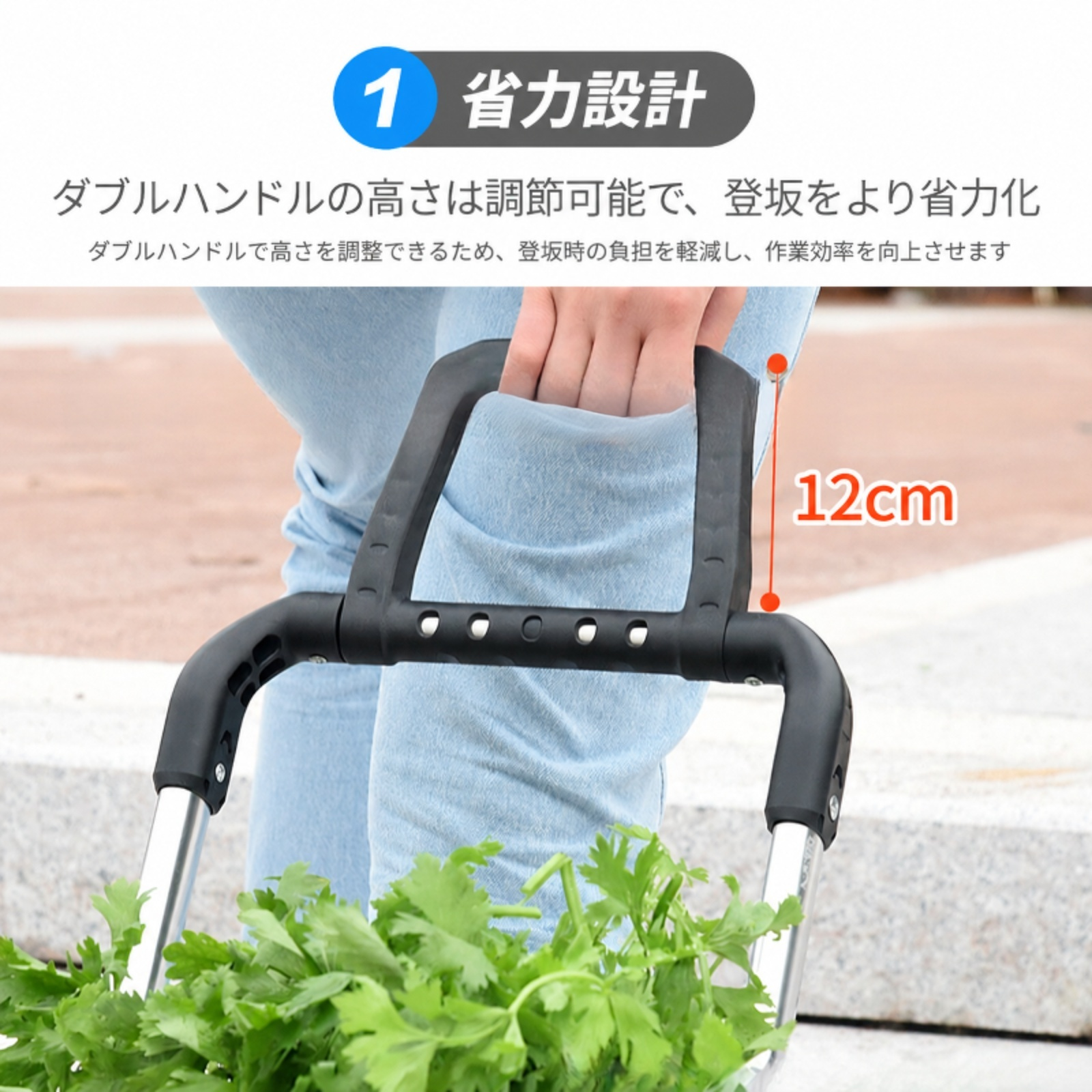 階段昇降用の取っ手付きショッピングカート、折りたたみ式家庭用トロリー／高齢者向けトロリー。