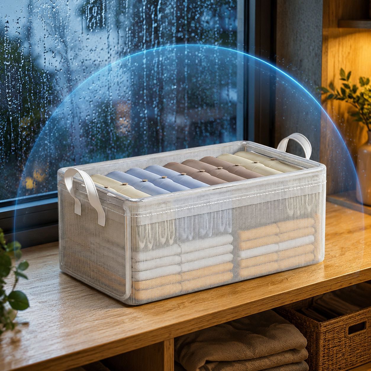 Transparent organizer box with easy pull-out drawer