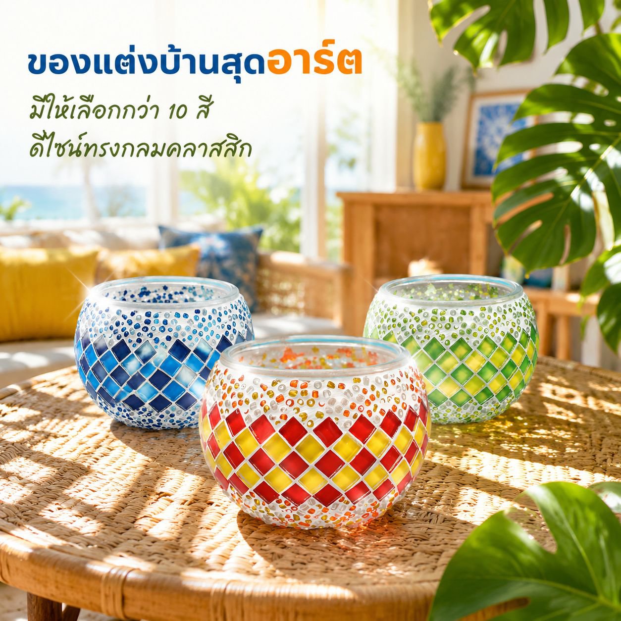 ชุดทำเชิงเทียนแก้วโมเสกสไตล์ตุรกี DIY ตกแต่งบ้าน ประดิษฐ์ร่วมกับลูก