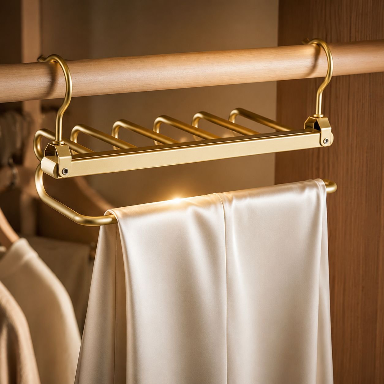 Space-saving pants organizer for closet