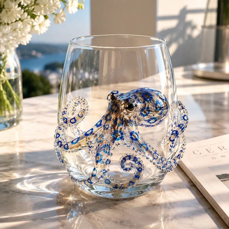 Handcrafted Enamel Glass Teacup Decorative Ornament