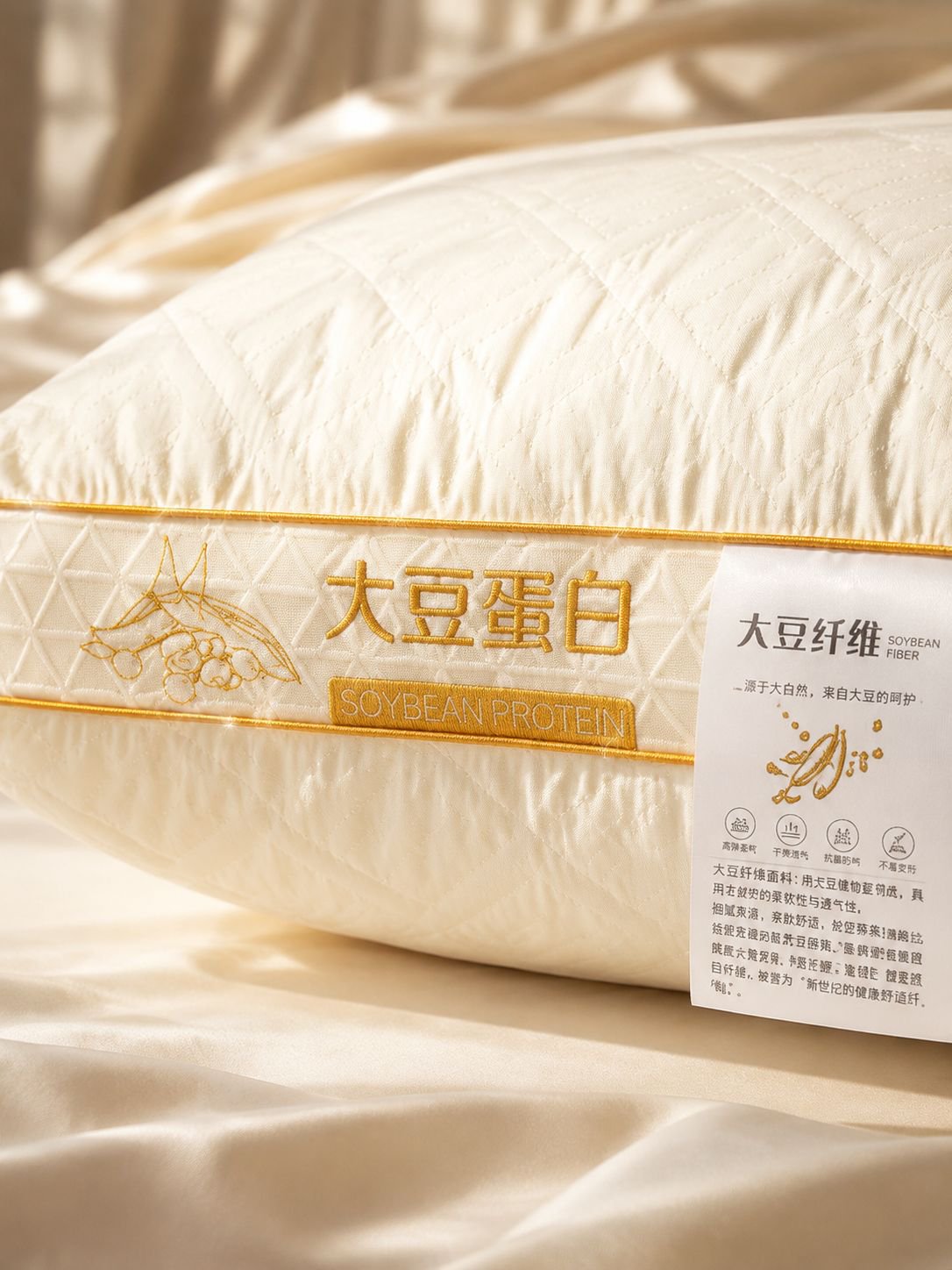 Orthopedic support pillow for men, soybean fiber construction