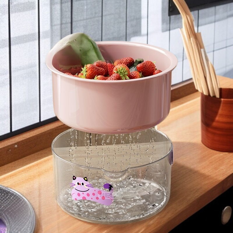 Double-layer thick plastic kitchen sink strainer basket
