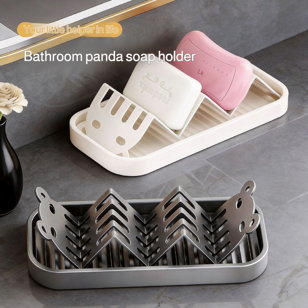 Household stainless steel W-shaped soap dish organizer for home bathroom, drainer tray, soap holder