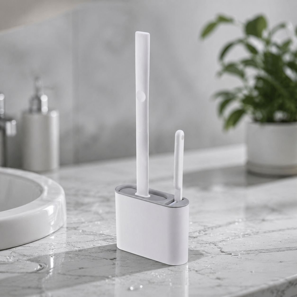 Hygienic toilet cleaning brush and holder