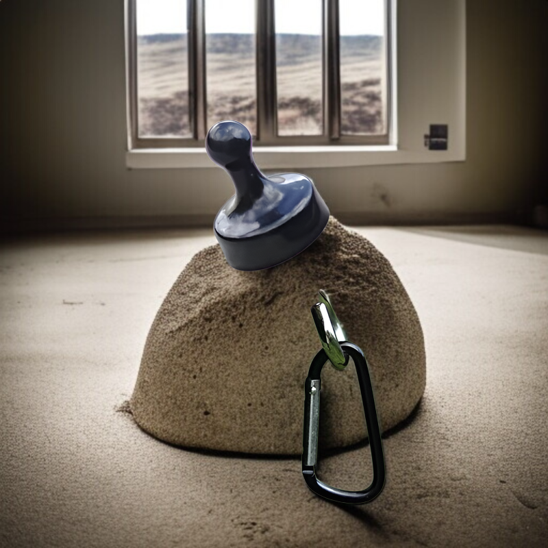 キャンプ用ライトを吊り下げたマグネットフック