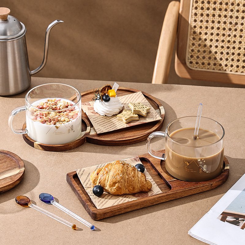 Wooden Tray Water Cup Set