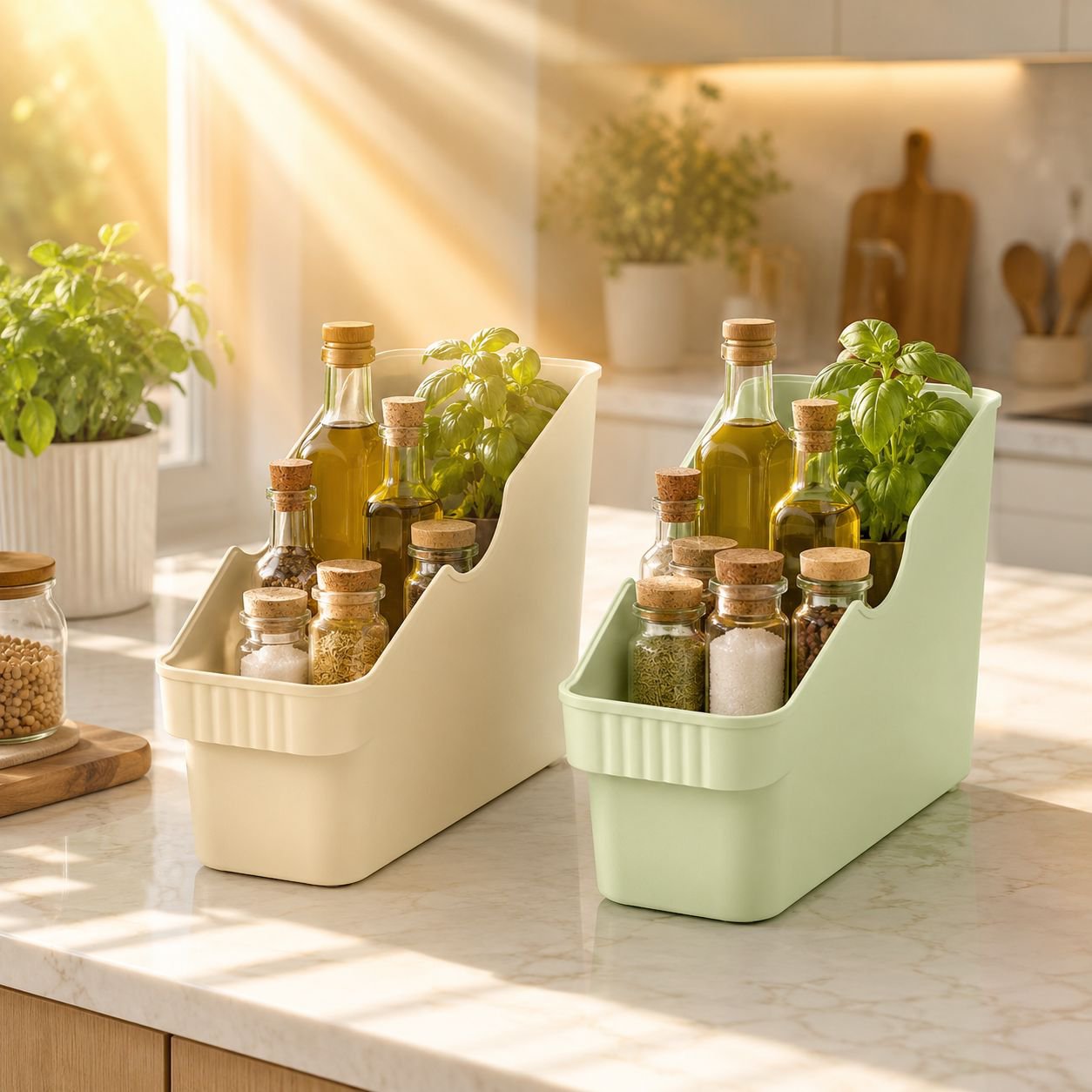 Plastic Kitchen Organizer for Bottles and Knives