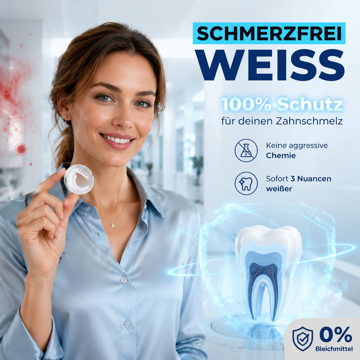   Generation Zahnprothese – Gleichzeitige Aufhellung der oberen und unteren Zähne