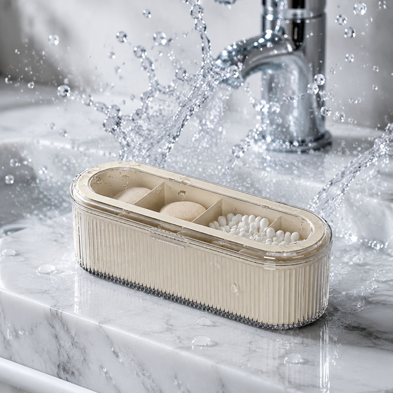Staubdichte transparente Aufbewahrungsbox mit Deckel für Make-up-Pinsel