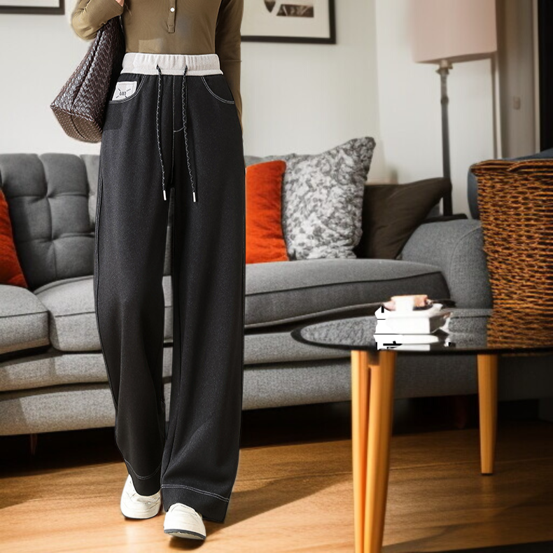 모델 착용 와이드 슬림 일자핏 치노 데님 팬츠