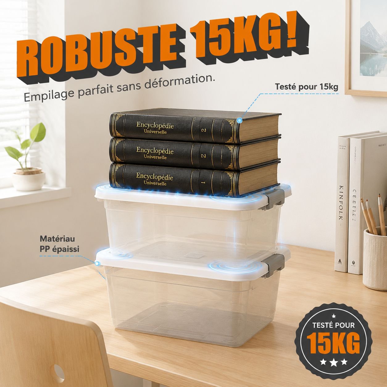 Boîte de rangement en plastique transparent