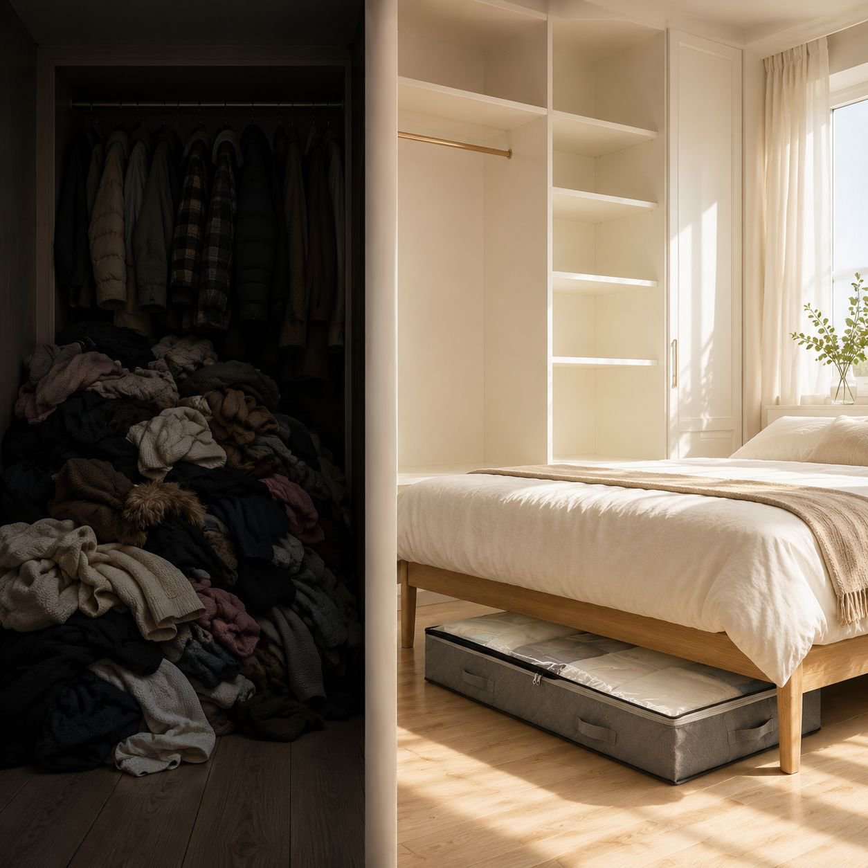 Large capacity under-bed storage box for clothing