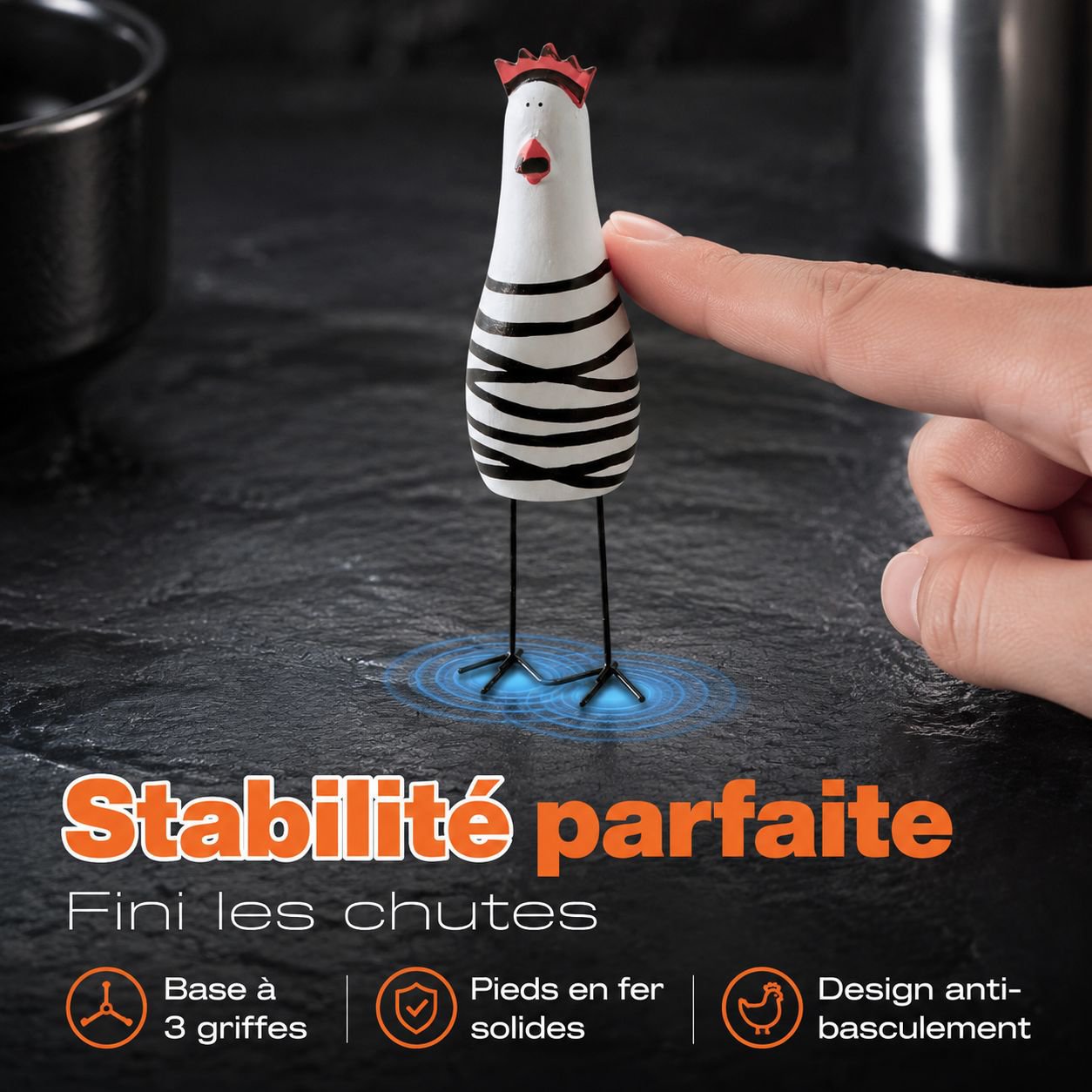 Set de famille coq et poussin sculpté de style européen, 3 pièces en bois, cadeau artisanal