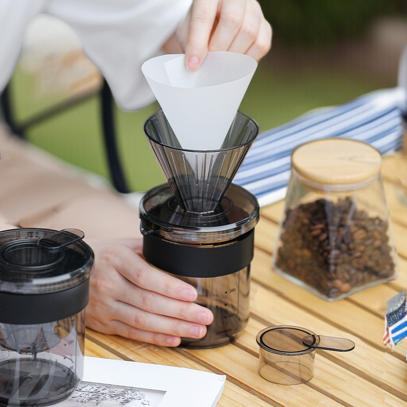핸드드립 커피잔 트리플 원 커피잔 눈금이  식품 등급 두꺼운 유리 여행 수납 커피잔