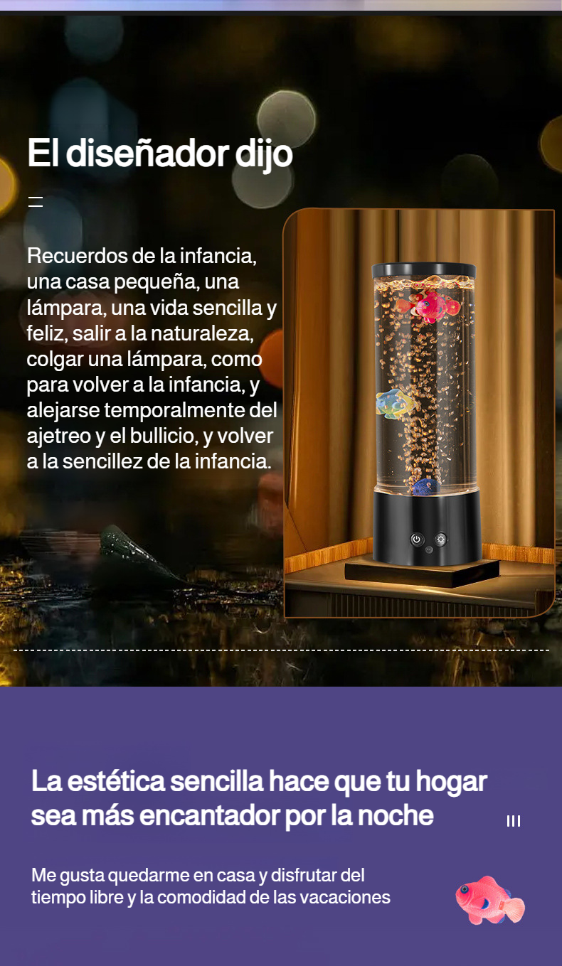 Vista detallada de lámpara LED USB de alto brillo en forma de pez burbuja