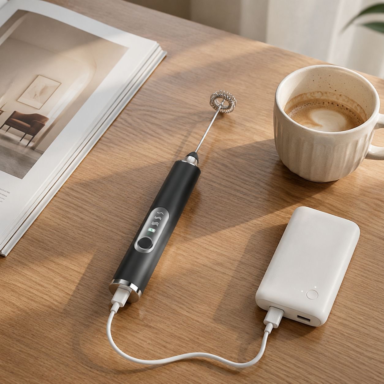 抹茶を簡単に混ぜる電動泡立て器