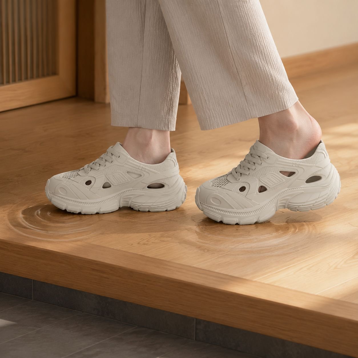 女性用プラットフォームクロッグ、夏用身長アップビーチサンダル、男性用滑り止めカップルスリッパ