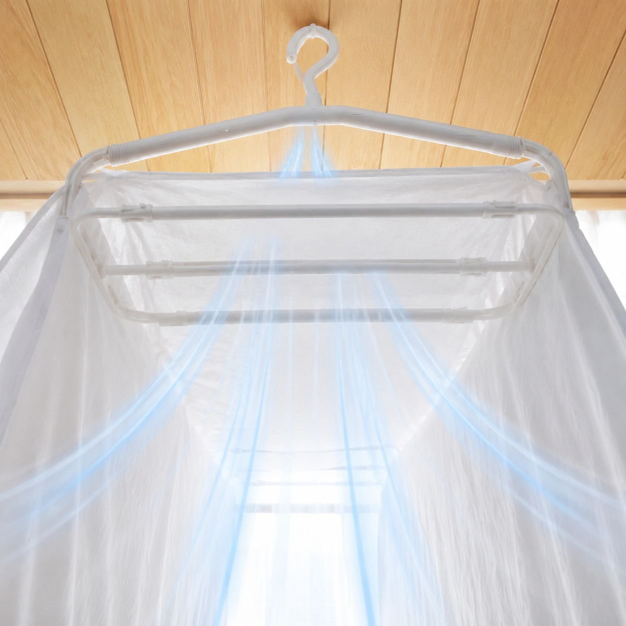 Expandable 3D Space Towel and Clothes Hanger Combo displayed in closet