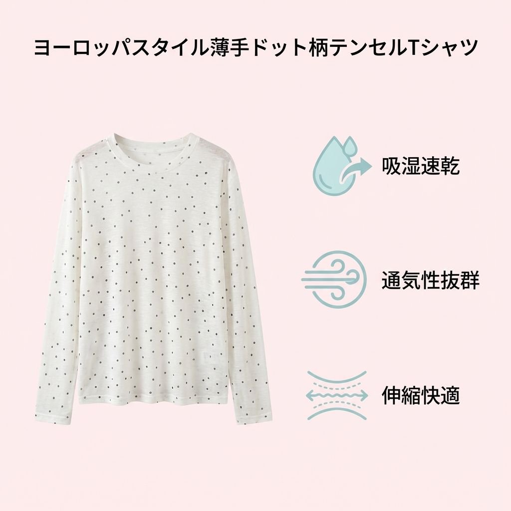 レディースドットテンセルマスクTシャツ長袖インナー