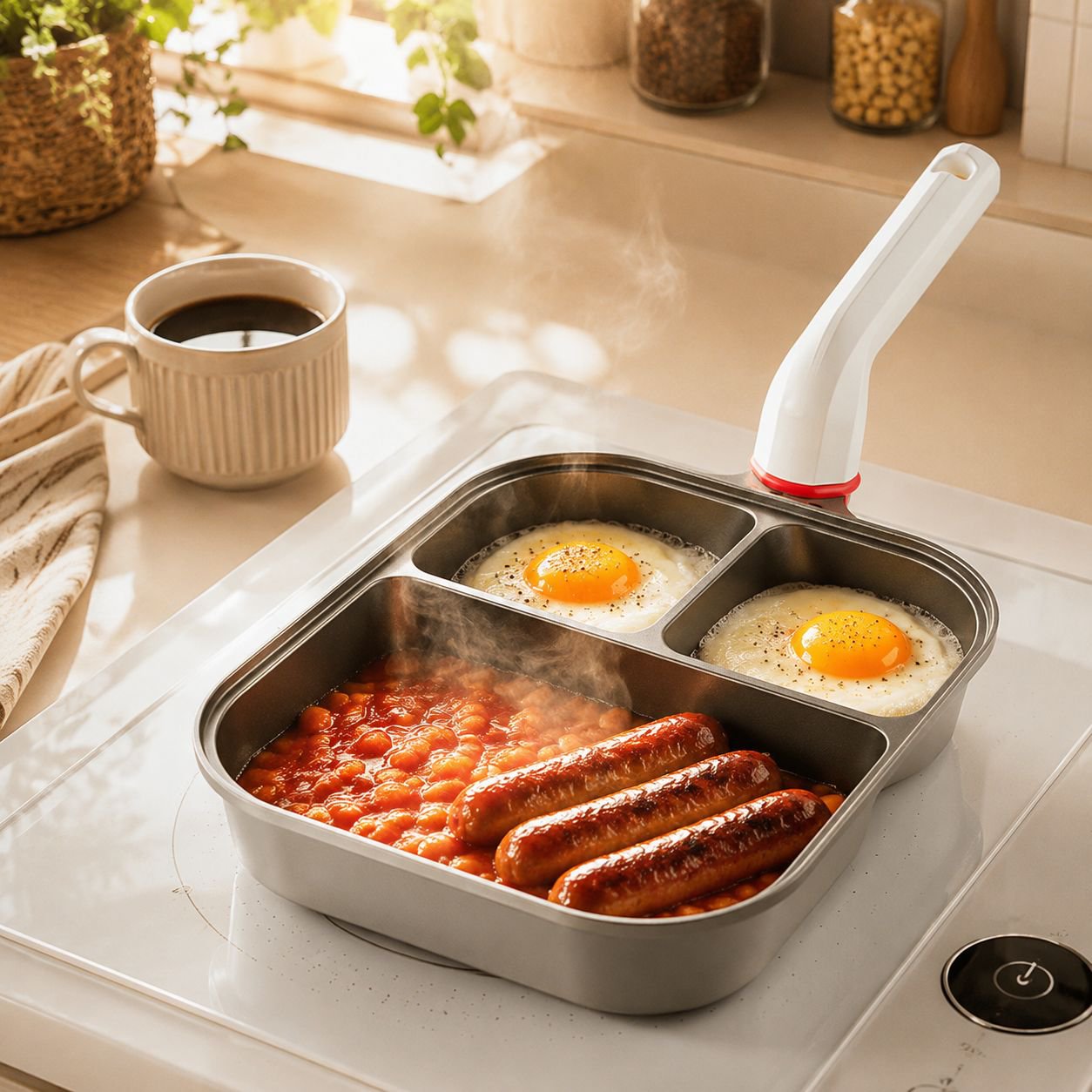 Titanium Three-in-One Breakfast Frying Pan Non-Stick Thickened Deep Egg & Burger Pan