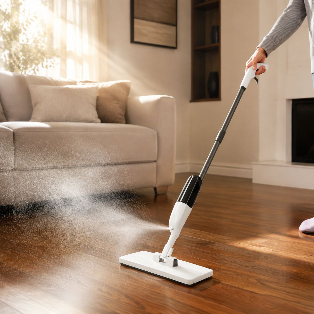 JMY-Spray Flat Mop, Hands-Free Spray Mop with Cloth Clip, Household Dry and Wet Dual-Use Mop for Laz