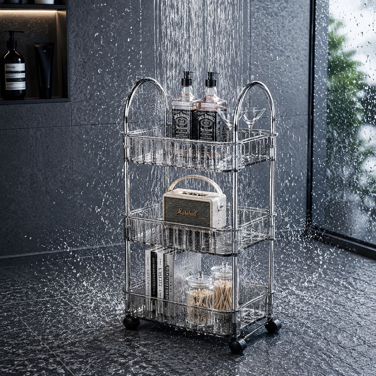 Kitchen Floor Removable Storage Trolley Organizer Shelf