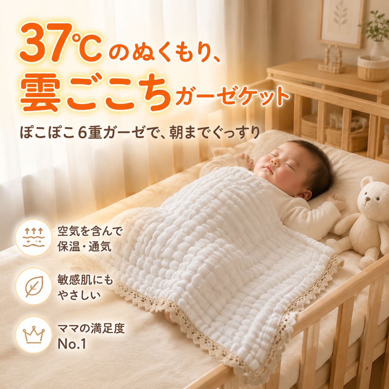 ベビー6重ガーゼ綿レース多用途ブランケット