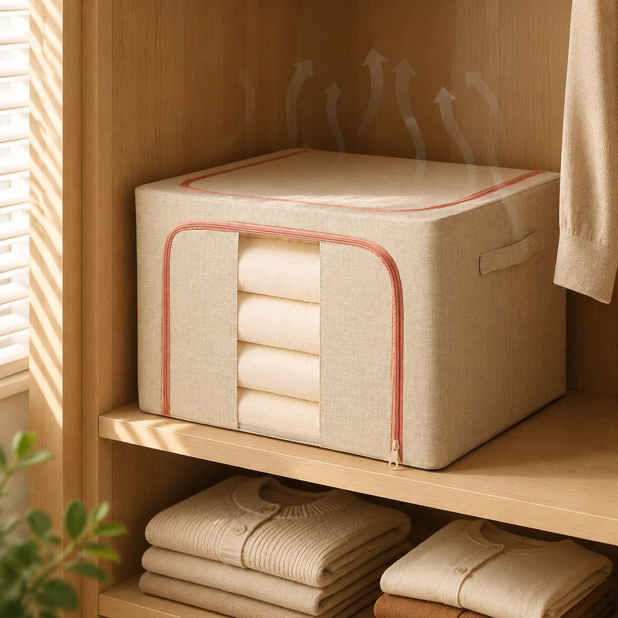 Boîte de rangement pliable en coton et lin grande capacité