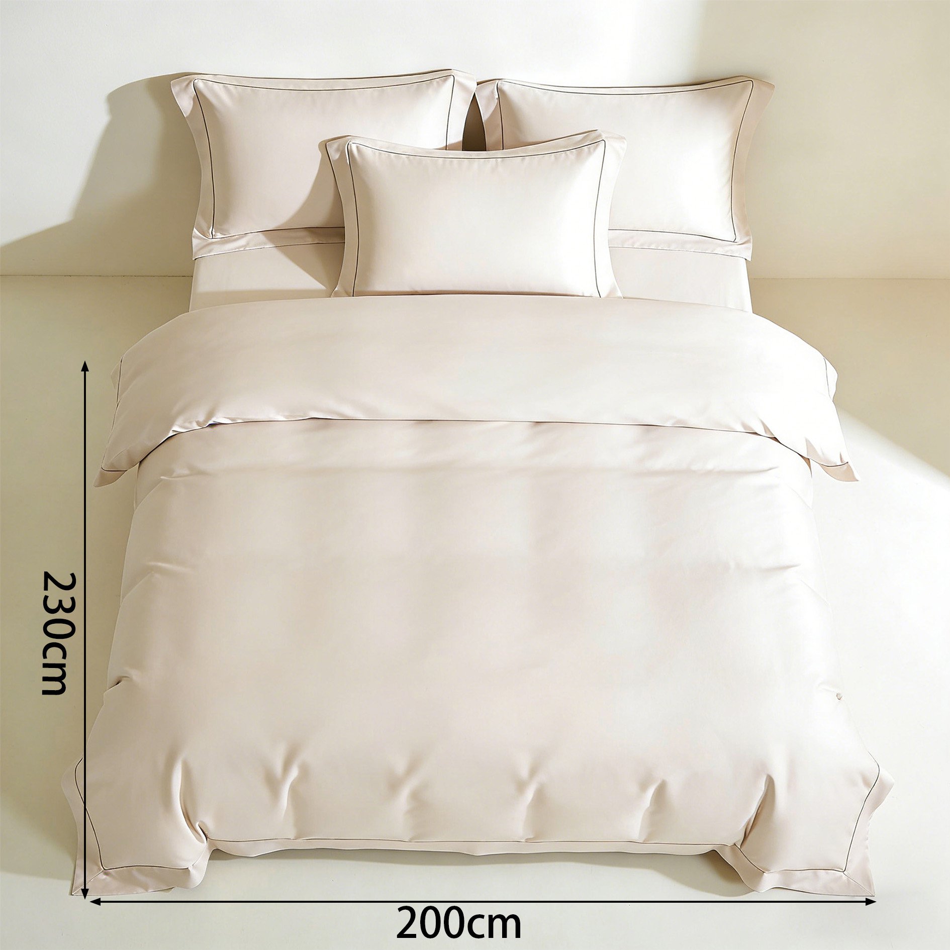 침대 위에 펼쳐진 통기성 텐셀 이불