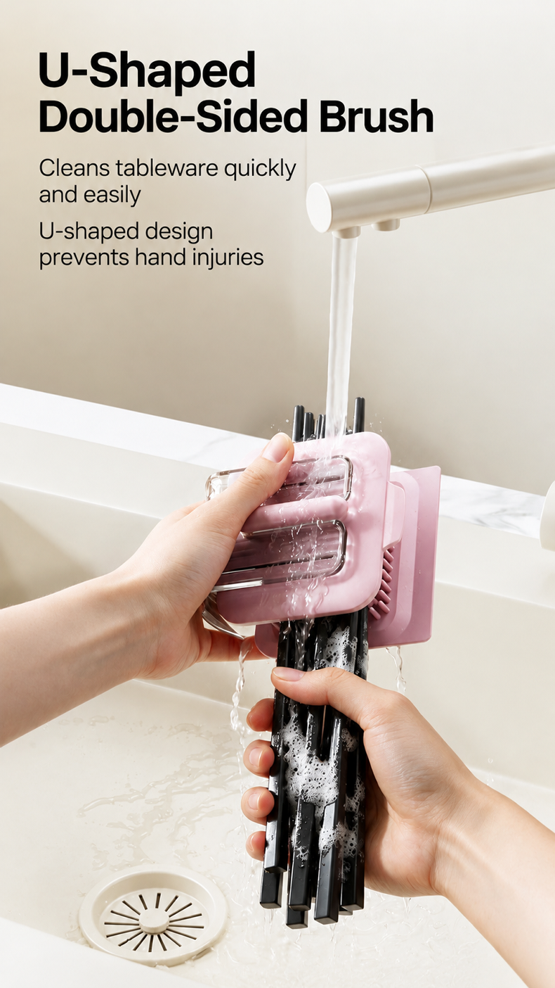 Multifunctional U-shaped double-sided cleaning brush for household cleaning