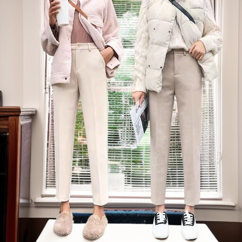 レディース ハイウエスト ツイードパンツ 前面画像