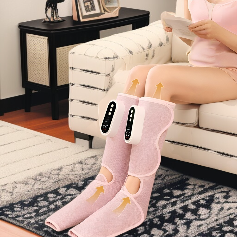 Masseur de jambes à compresse chaude, rechargeable, multi-vitesses, réglable, simulation de pression