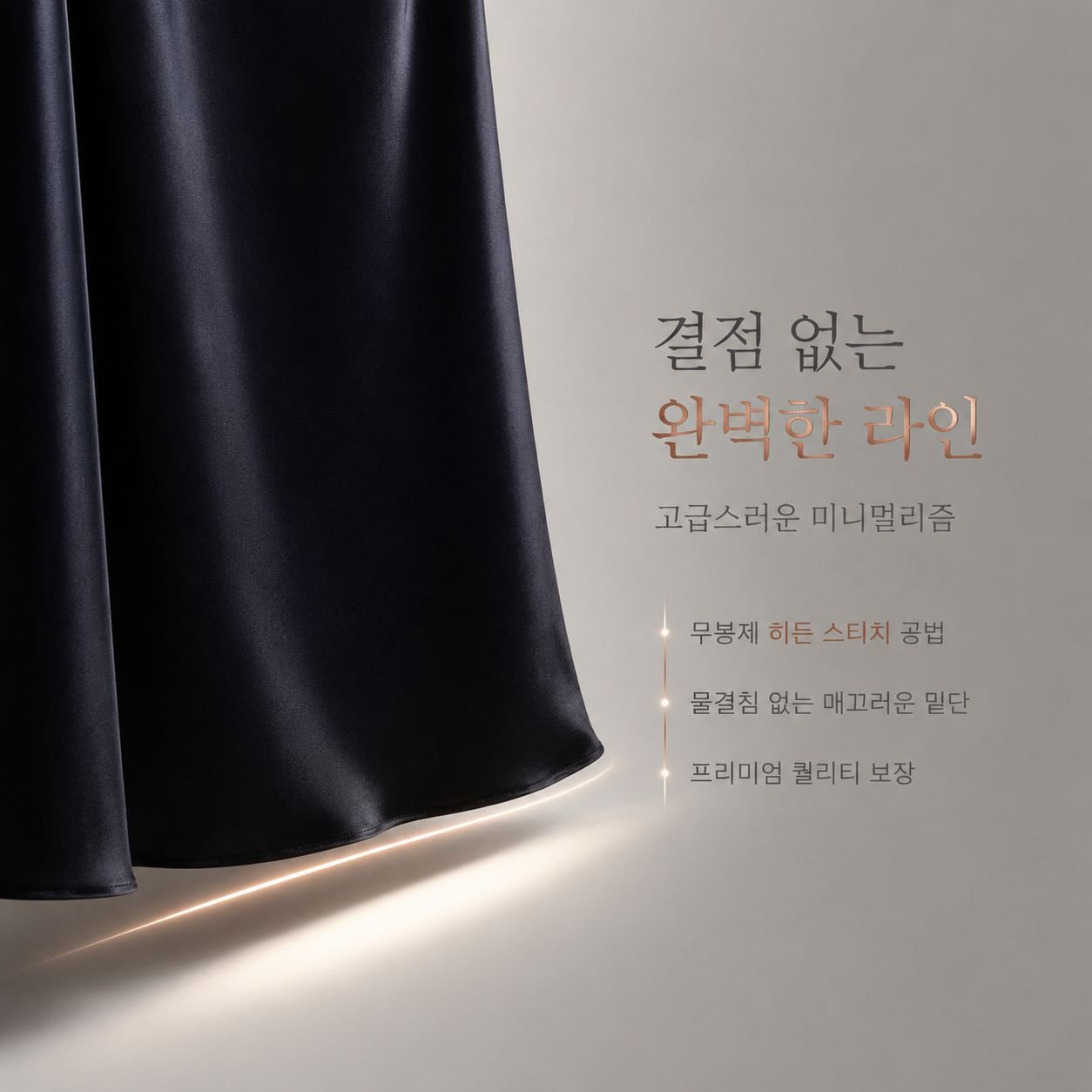 드롭 초산 새틴 미디 슬림핏 스커트
