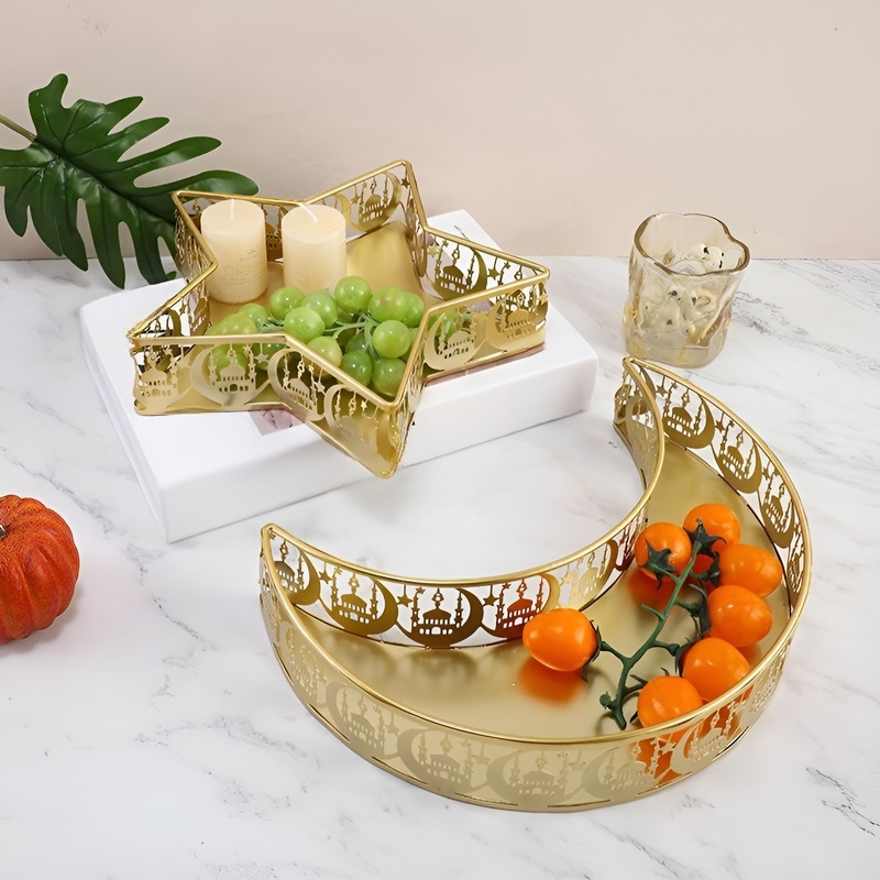 星と月モチーフのゴールドフルーツトレイ・家庭用インテリア