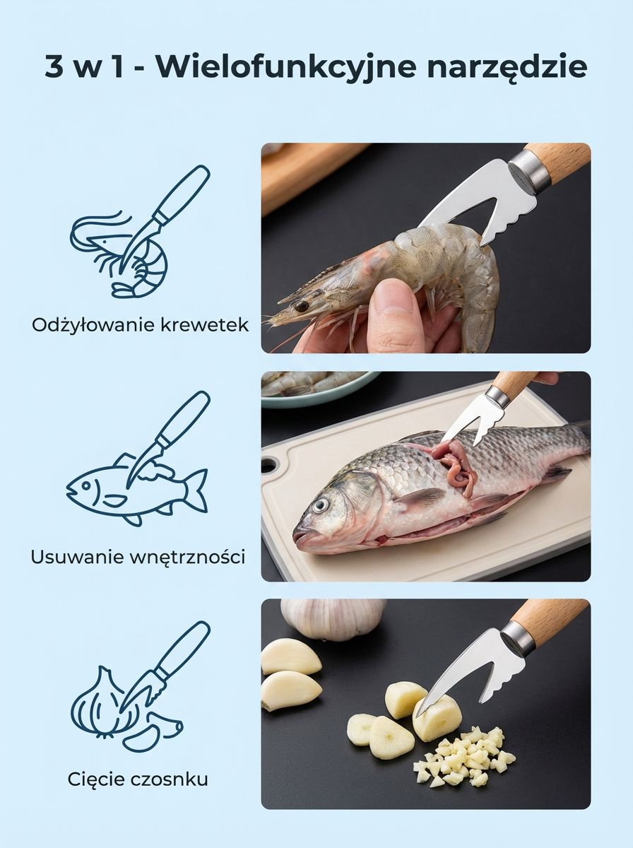 Profesjonalny obcinacz do krewetek ze stali nierdzewnej