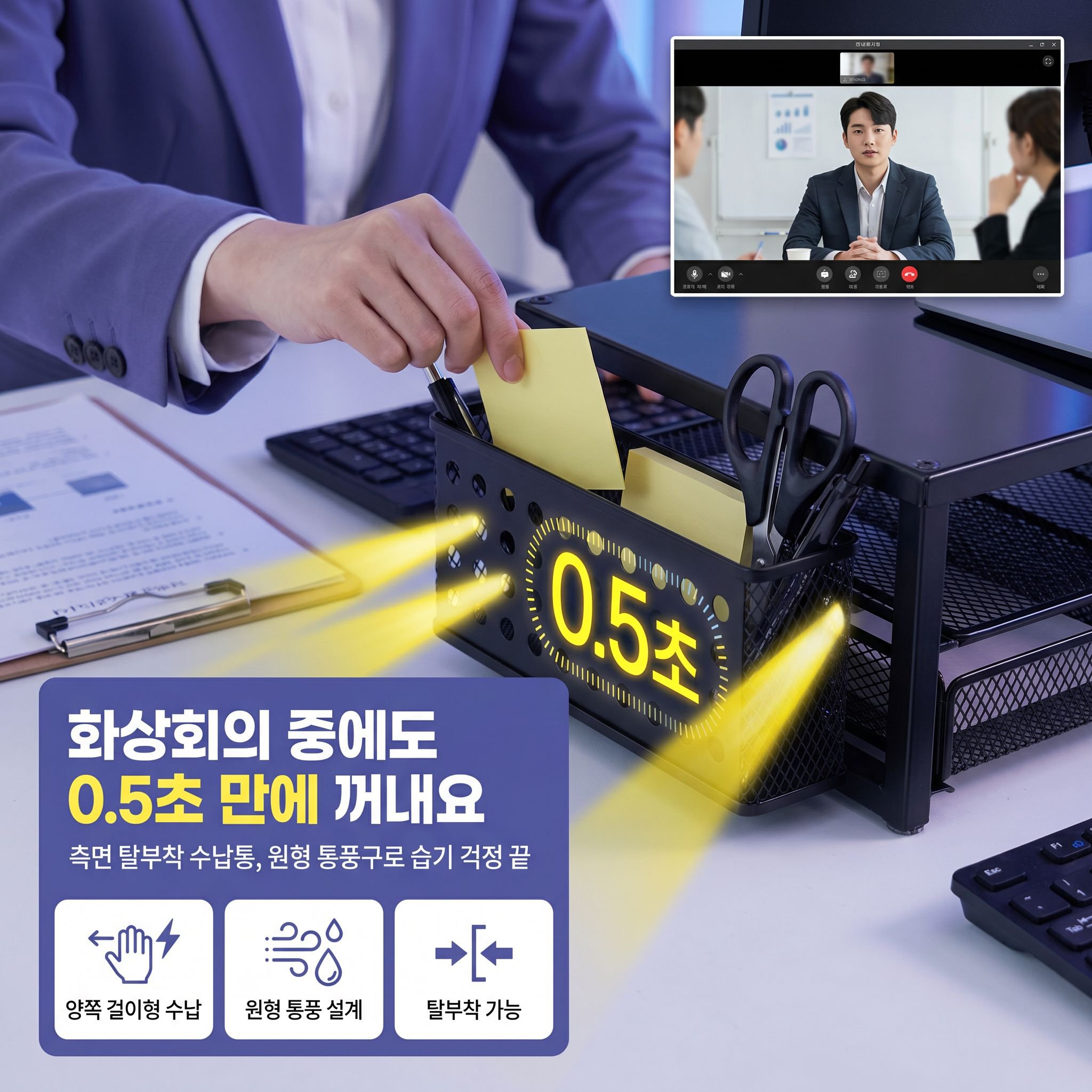 2단 책상 정리 선반