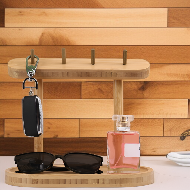 玄関での木製キースタンド設置イメージ